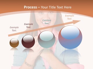 A Woman Is Smiling And Holding Her Hands Together PowerPoint Template