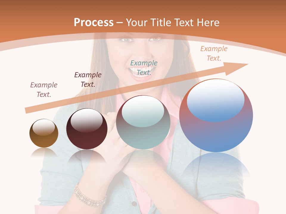 A Woman Is Smiling And Holding Her Hands Together PowerPoint Template