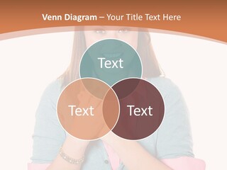 A Woman Is Smiling And Holding Her Hands Together PowerPoint Template