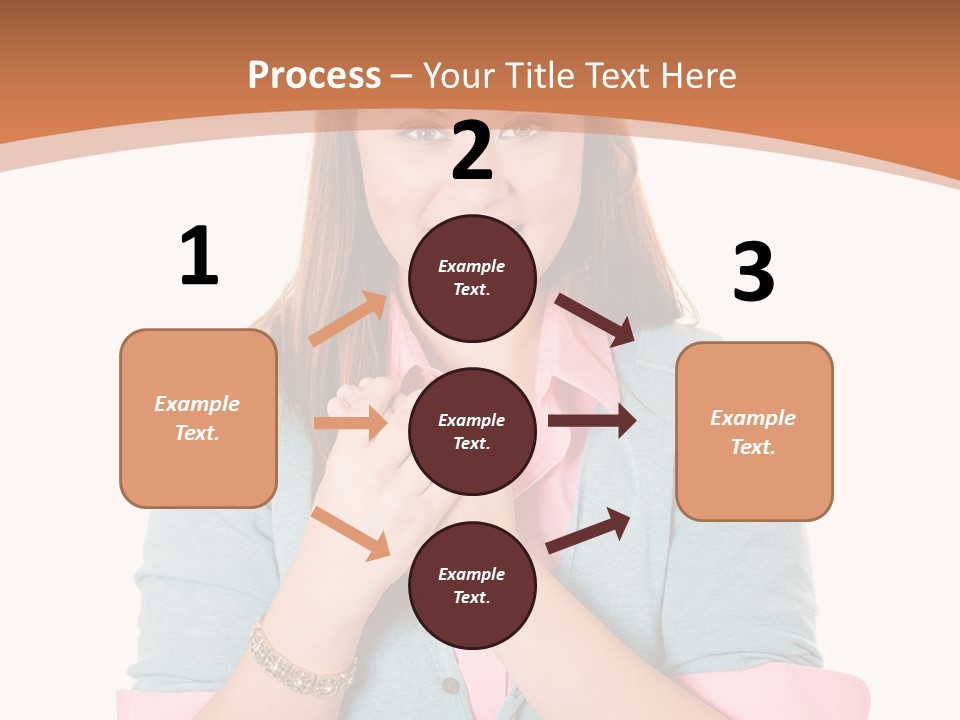 A Woman Is Smiling And Holding Her Hands Together PowerPoint Template