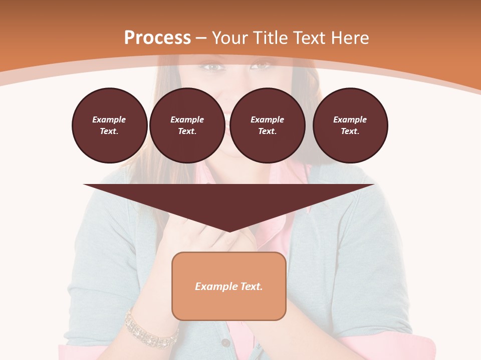 A Woman Is Smiling And Holding Her Hands Together PowerPoint Template