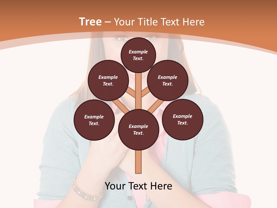 A Woman Is Smiling And Holding Her Hands Together PowerPoint Template