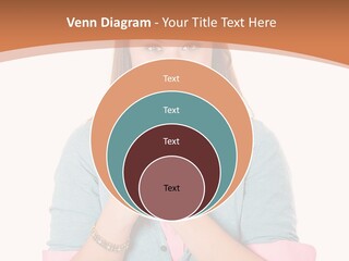 A Woman Is Smiling And Holding Her Hands Together PowerPoint Template