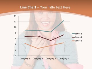 A Woman Is Smiling And Holding Her Hands Together PowerPoint Template