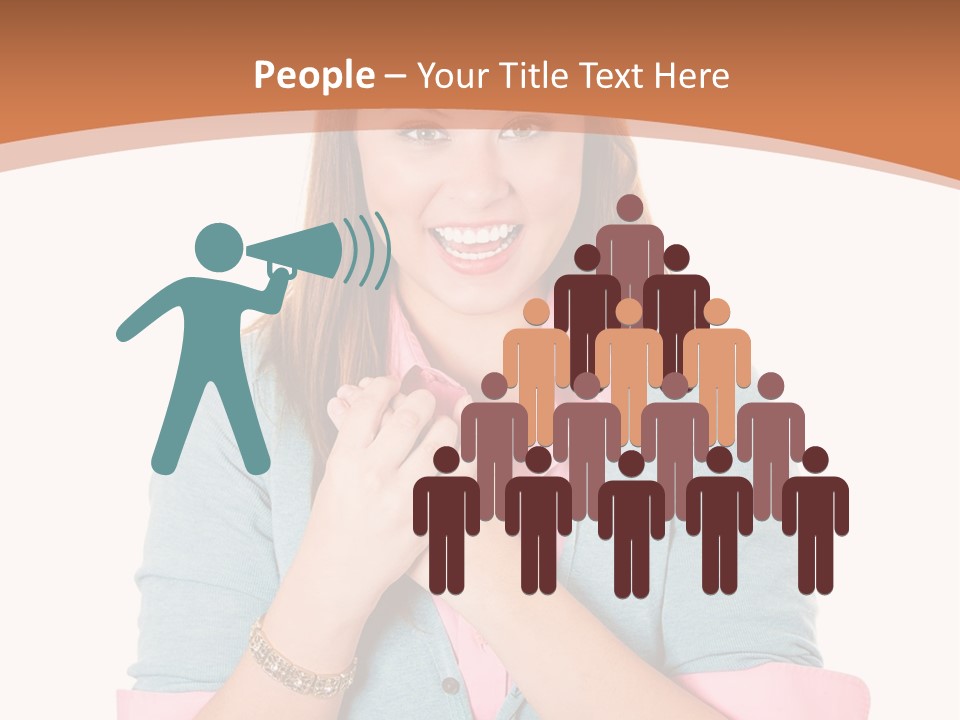 A Woman Is Smiling And Holding Her Hands Together PowerPoint Template