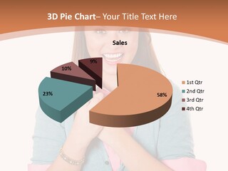 A Woman Is Smiling And Holding Her Hands Together PowerPoint Template