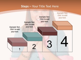 A Woman Is Smiling And Holding Her Hands Together PowerPoint Template