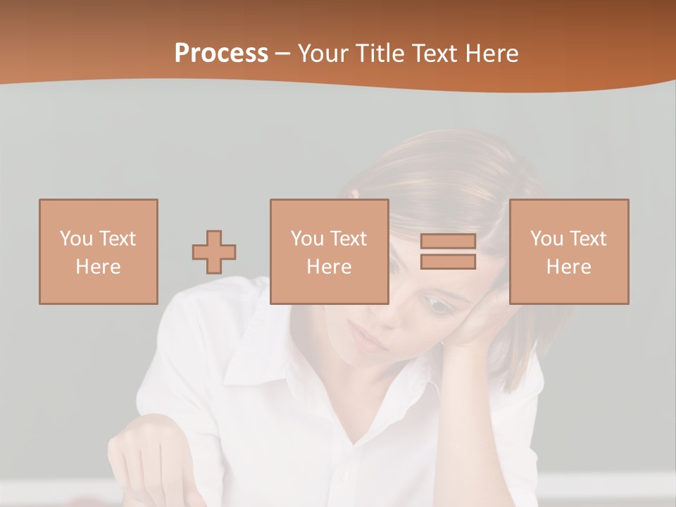 A Woman Sitting At A Desk Writing On A Piece Of Paper PowerPoint Template