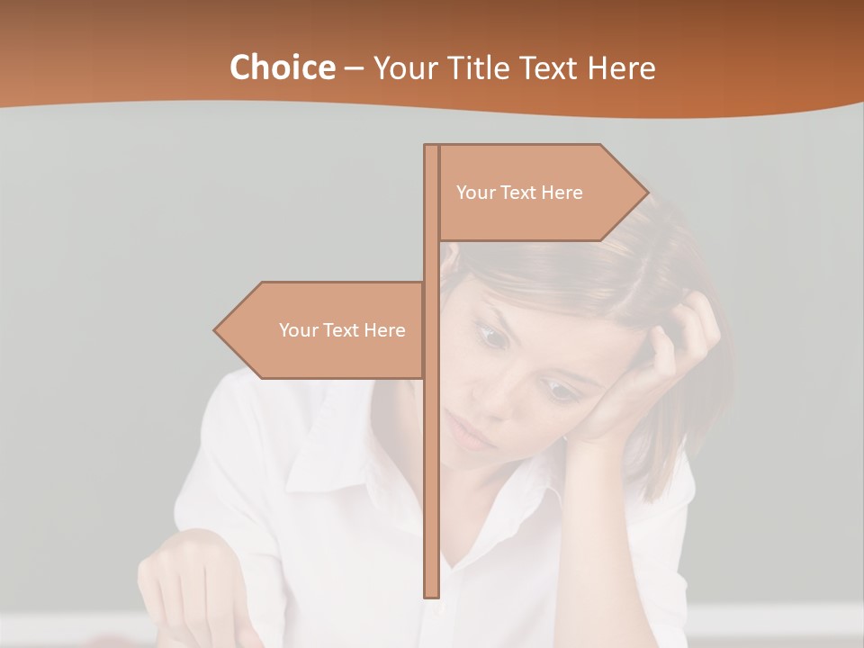 A Woman Sitting At A Desk Writing On A Piece Of Paper PowerPoint Template