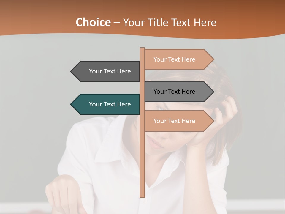 A Woman Sitting At A Desk Writing On A Piece Of Paper PowerPoint Template