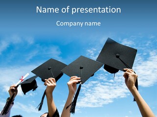 A Group Of People In Graduation Caps And Gowns PowerPoint Template