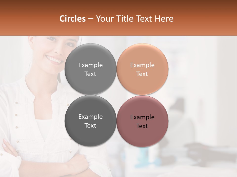 A Woman Standing In A Room With Her Arms Crossed PowerPoint Template