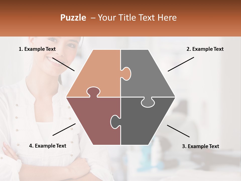 A Woman Standing In A Room With Her Arms Crossed PowerPoint Template