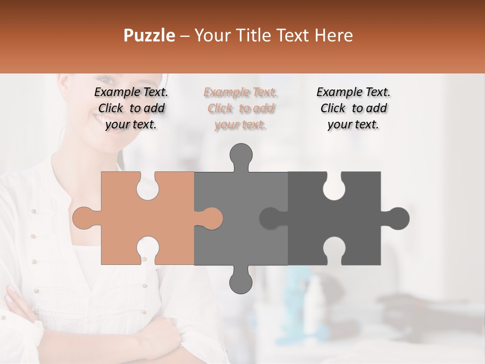 A Woman Standing In A Room With Her Arms Crossed PowerPoint Template