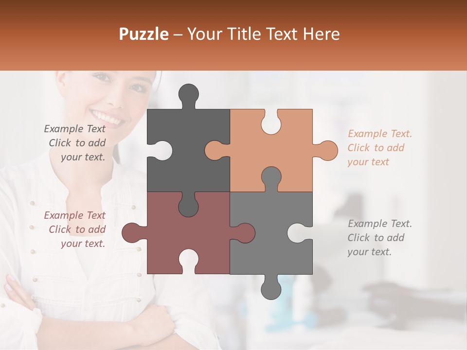 A Woman Standing In A Room With Her Arms Crossed PowerPoint Template