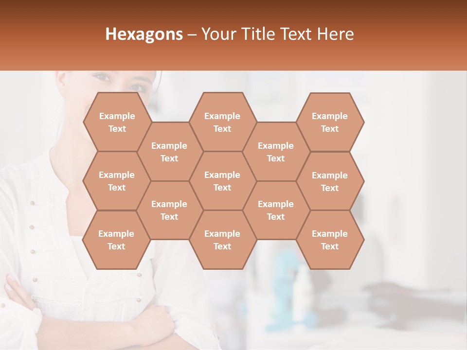 A Woman Standing In A Room With Her Arms Crossed PowerPoint Template