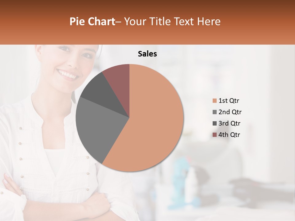 A Woman Standing In A Room With Her Arms Crossed PowerPoint Template