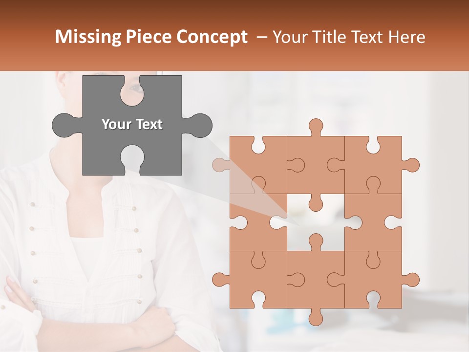 A Woman Standing In A Room With Her Arms Crossed PowerPoint Template