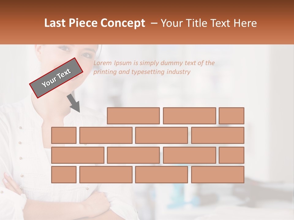 A Woman Standing In A Room With Her Arms Crossed PowerPoint Template