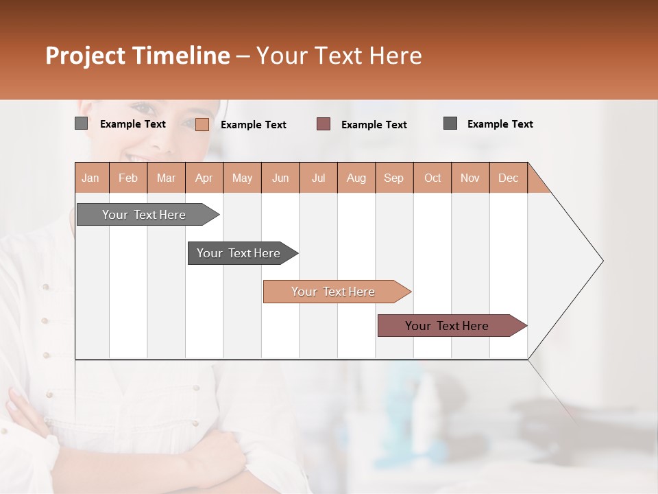 A Woman Standing In A Room With Her Arms Crossed PowerPoint Template