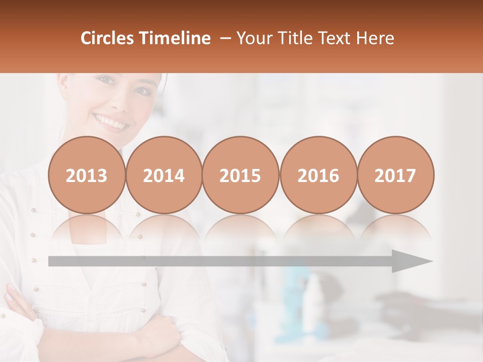 A Woman Standing In A Room With Her Arms Crossed PowerPoint Template