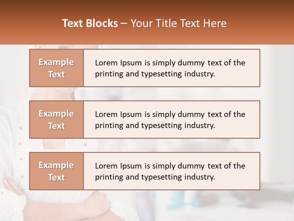 A Woman Standing In A Room With Her Arms Crossed PowerPoint Template