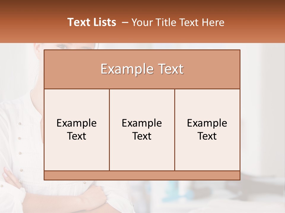 A Woman Standing In A Room With Her Arms Crossed PowerPoint Template