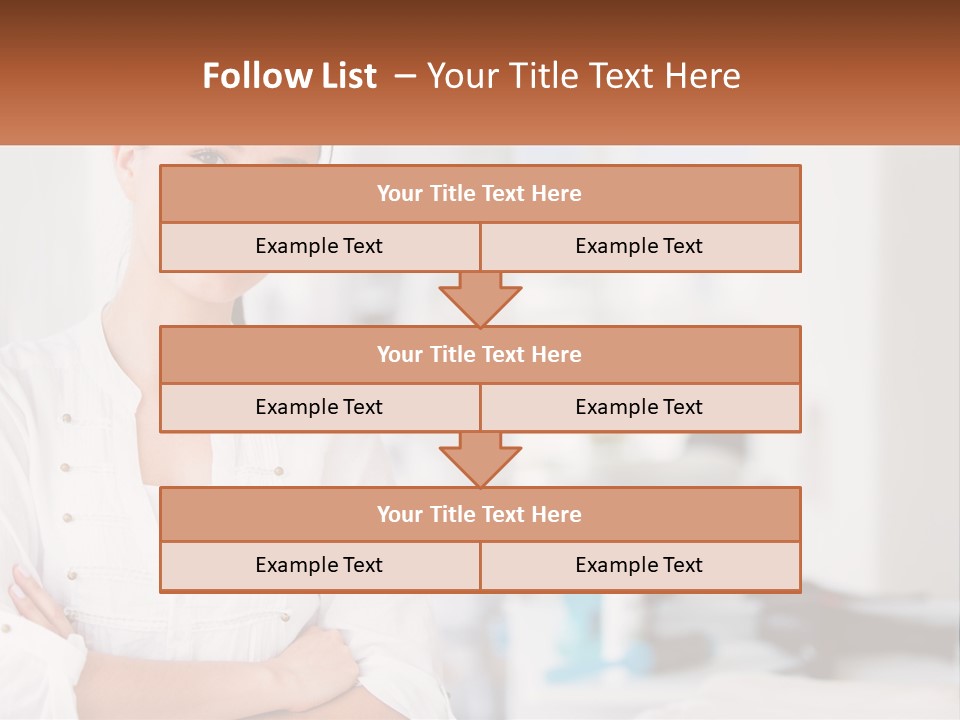 A Woman Standing In A Room With Her Arms Crossed PowerPoint Template
