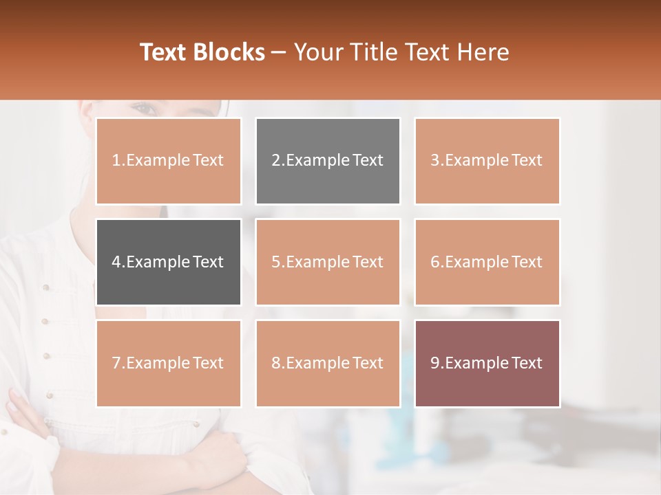 A Woman Standing In A Room With Her Arms Crossed PowerPoint Template