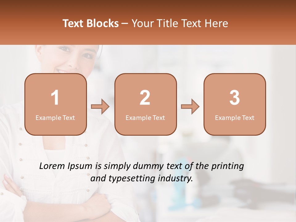 A Woman Standing In A Room With Her Arms Crossed PowerPoint Template