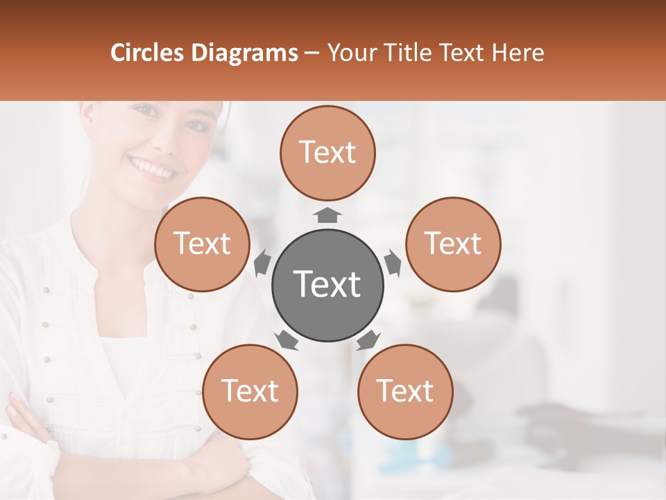 A Woman Standing In A Room With Her Arms Crossed PowerPoint Template