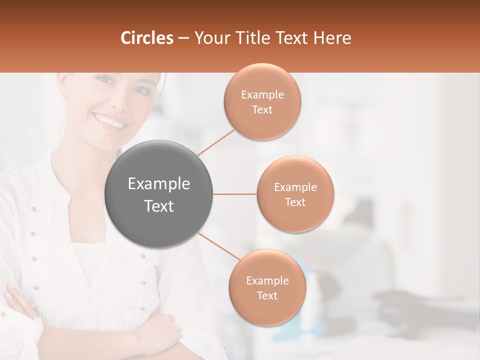 A Woman Standing In A Room With Her Arms Crossed PowerPoint Template