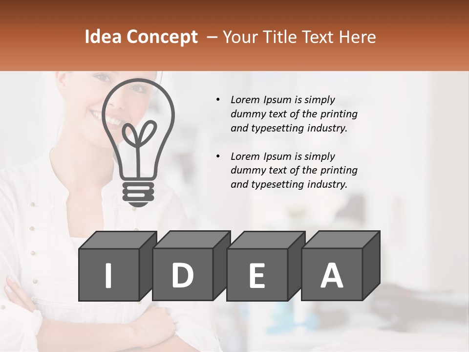 A Woman Standing In A Room With Her Arms Crossed PowerPoint Template