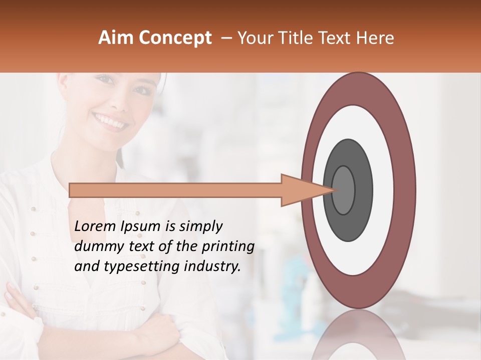 A Woman Standing In A Room With Her Arms Crossed PowerPoint Template