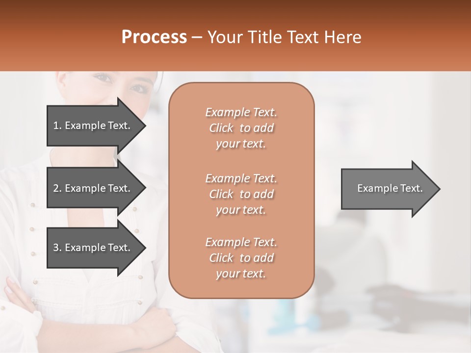 A Woman Standing In A Room With Her Arms Crossed PowerPoint Template