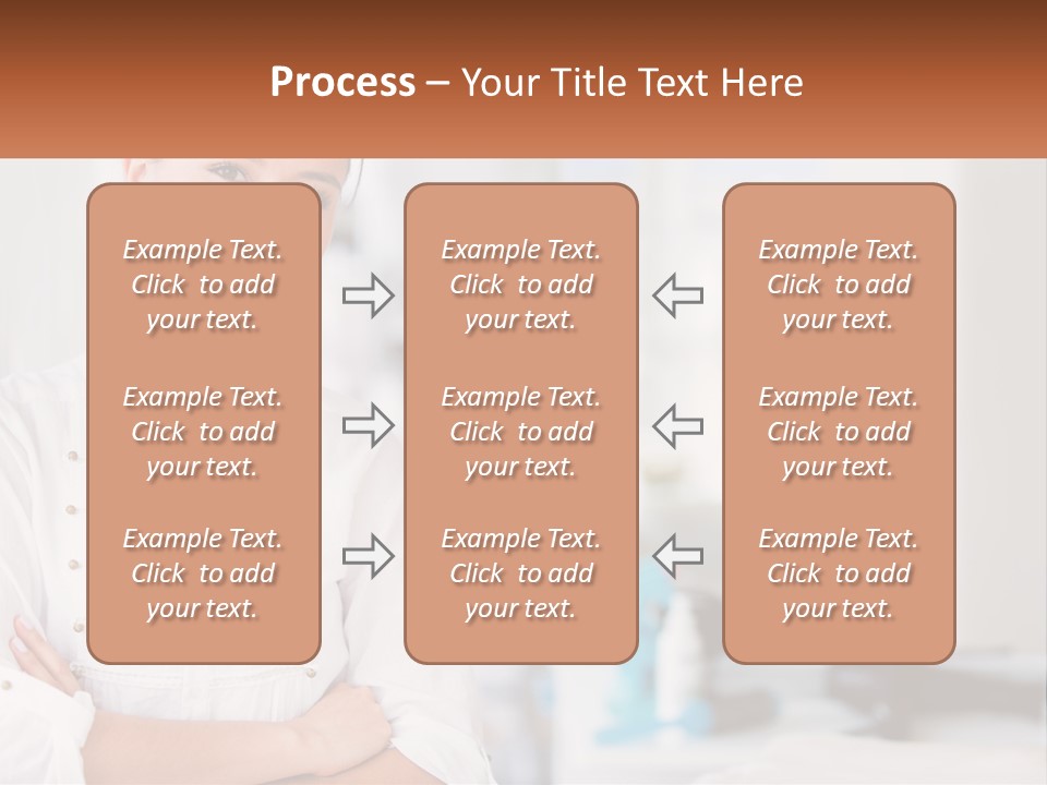 A Woman Standing In A Room With Her Arms Crossed PowerPoint Template