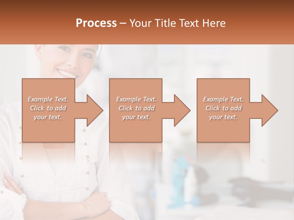 A Woman Standing In A Room With Her Arms Crossed PowerPoint Template