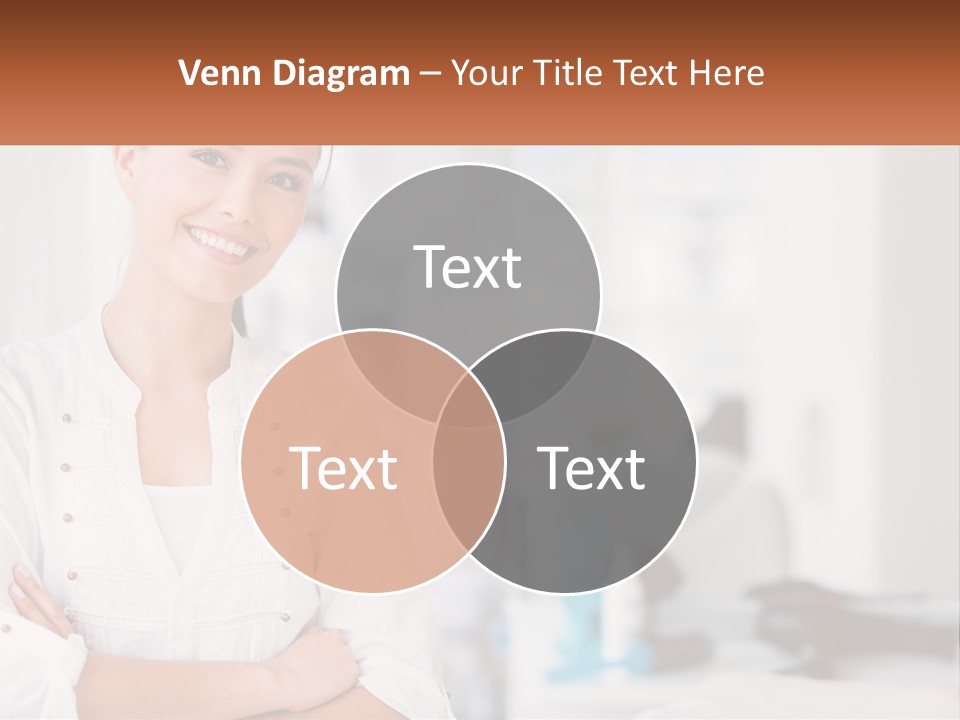 A Woman Standing In A Room With Her Arms Crossed PowerPoint Template