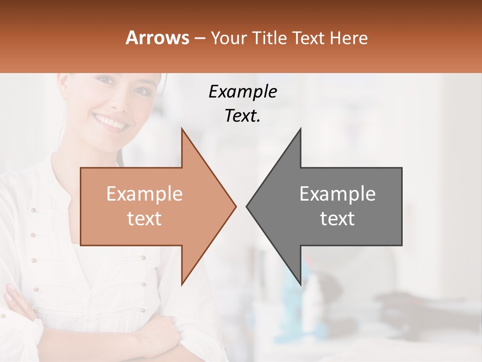 A Woman Standing In A Room With Her Arms Crossed PowerPoint Template