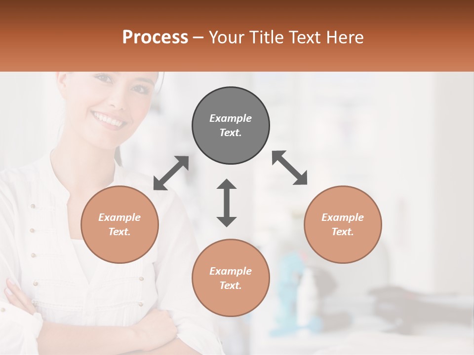 A Woman Standing In A Room With Her Arms Crossed PowerPoint Template