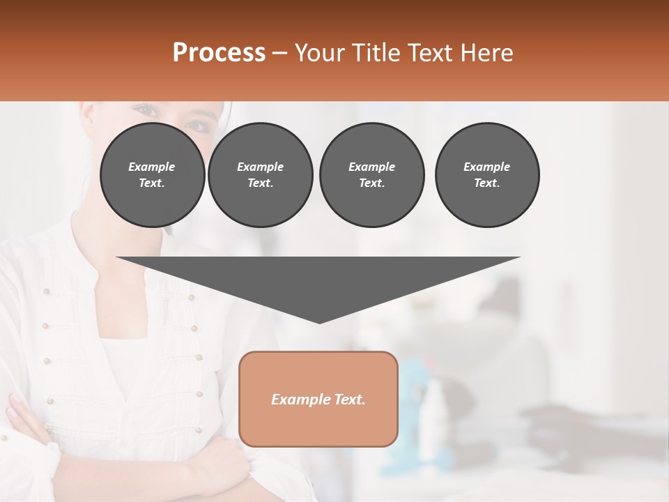 A Woman Standing In A Room With Her Arms Crossed PowerPoint Template