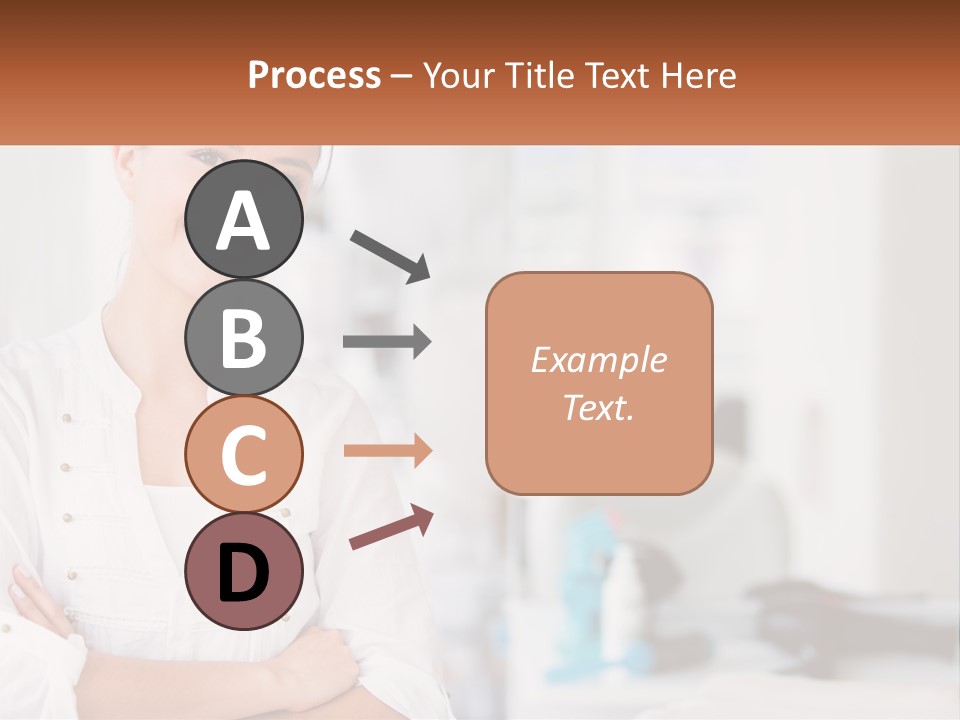 A Woman Standing In A Room With Her Arms Crossed PowerPoint Template