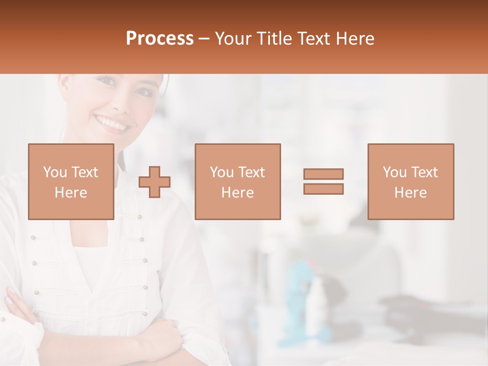 A Woman Standing In A Room With Her Arms Crossed PowerPoint Template