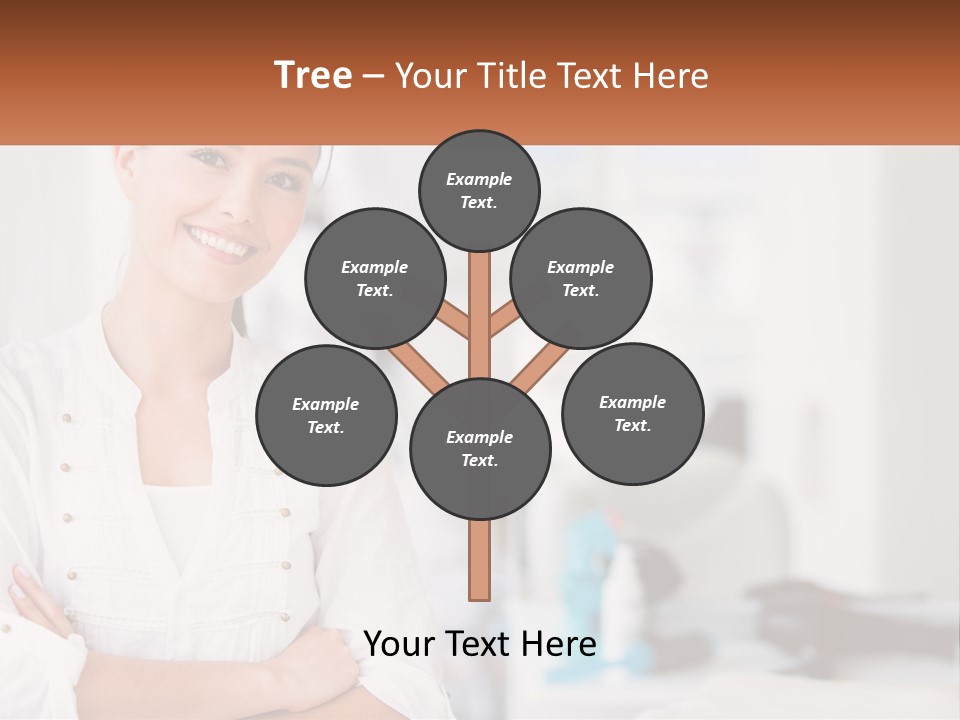 A Woman Standing In A Room With Her Arms Crossed PowerPoint Template