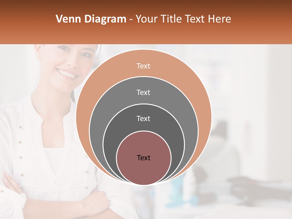 A Woman Standing In A Room With Her Arms Crossed PowerPoint Template