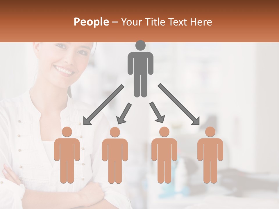 A Woman Standing In A Room With Her Arms Crossed PowerPoint Template