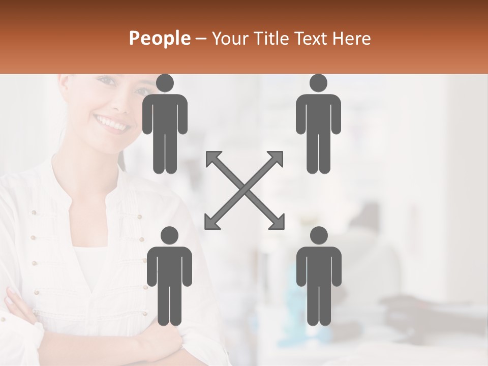 A Woman Standing In A Room With Her Arms Crossed PowerPoint Template