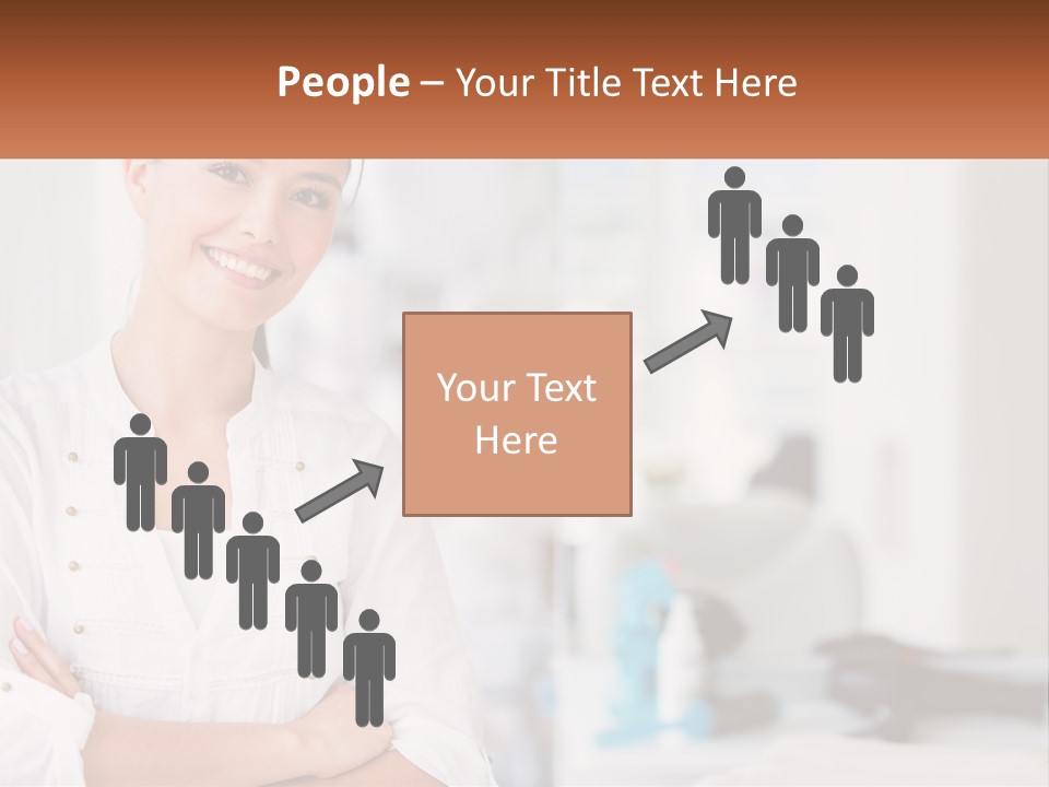 A Woman Standing In A Room With Her Arms Crossed PowerPoint Template