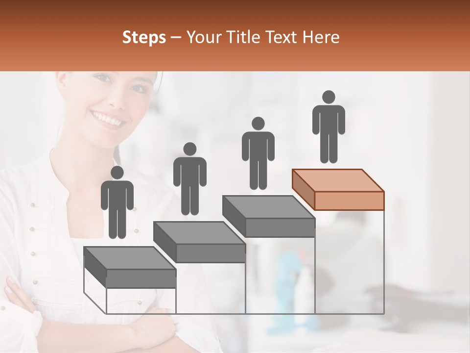 A Woman Standing In A Room With Her Arms Crossed PowerPoint Template