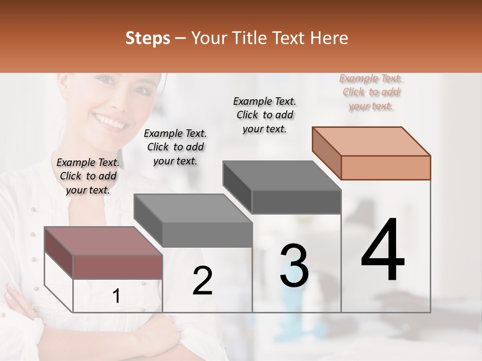 A Woman Standing In A Room With Her Arms Crossed PowerPoint Template